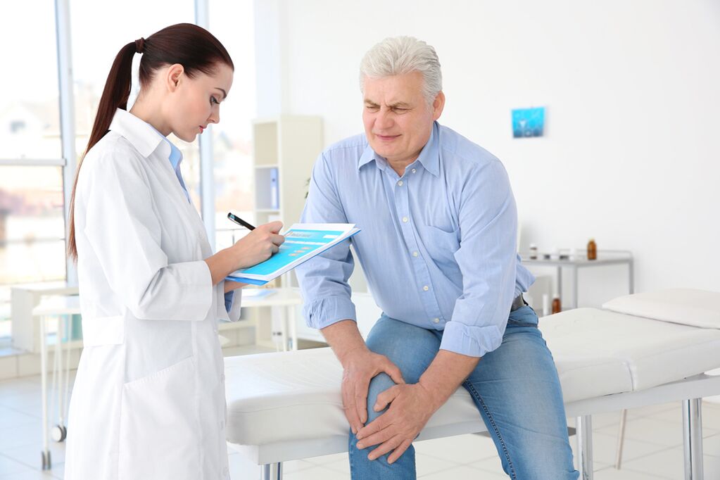 A doctor prescribes a course of treatment for a patient for osteoarthritis of the knee joint